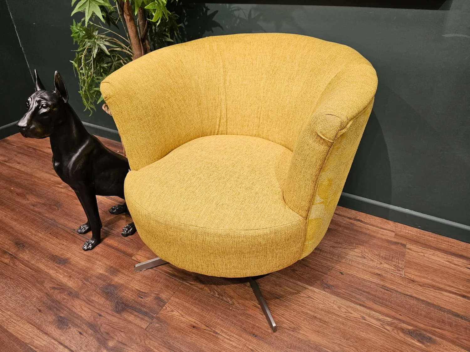 Orla Kiely lily swivel chair in yellow monogram 5