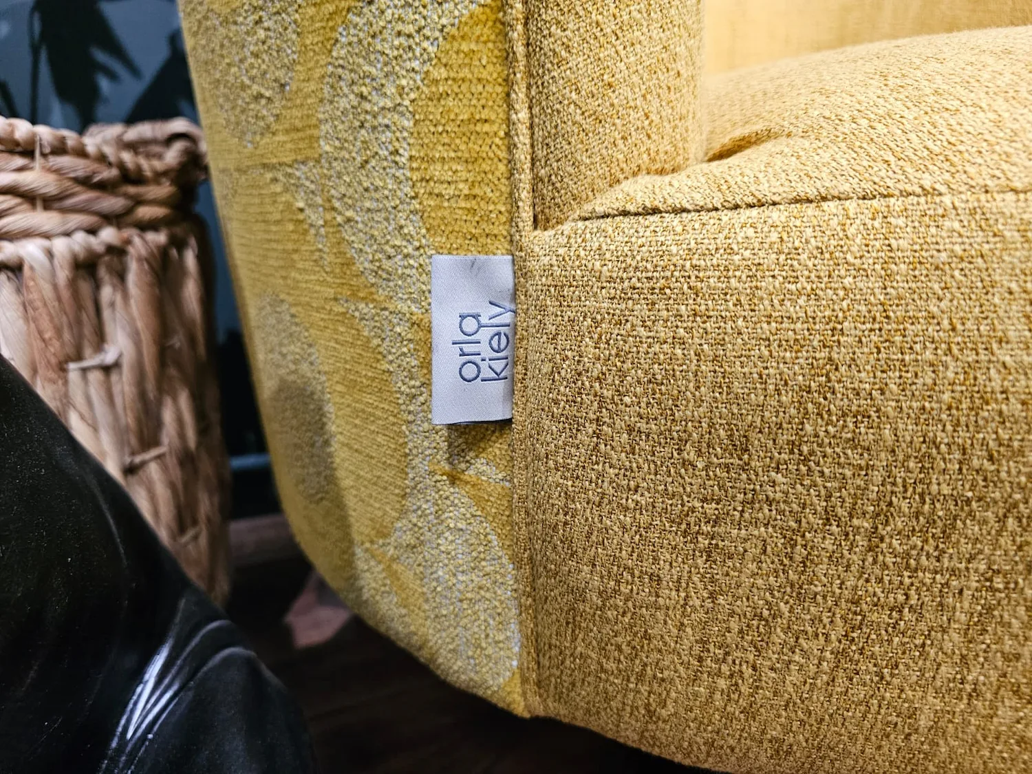 Orla Kiely lily swivel chair in yellow monogram 7