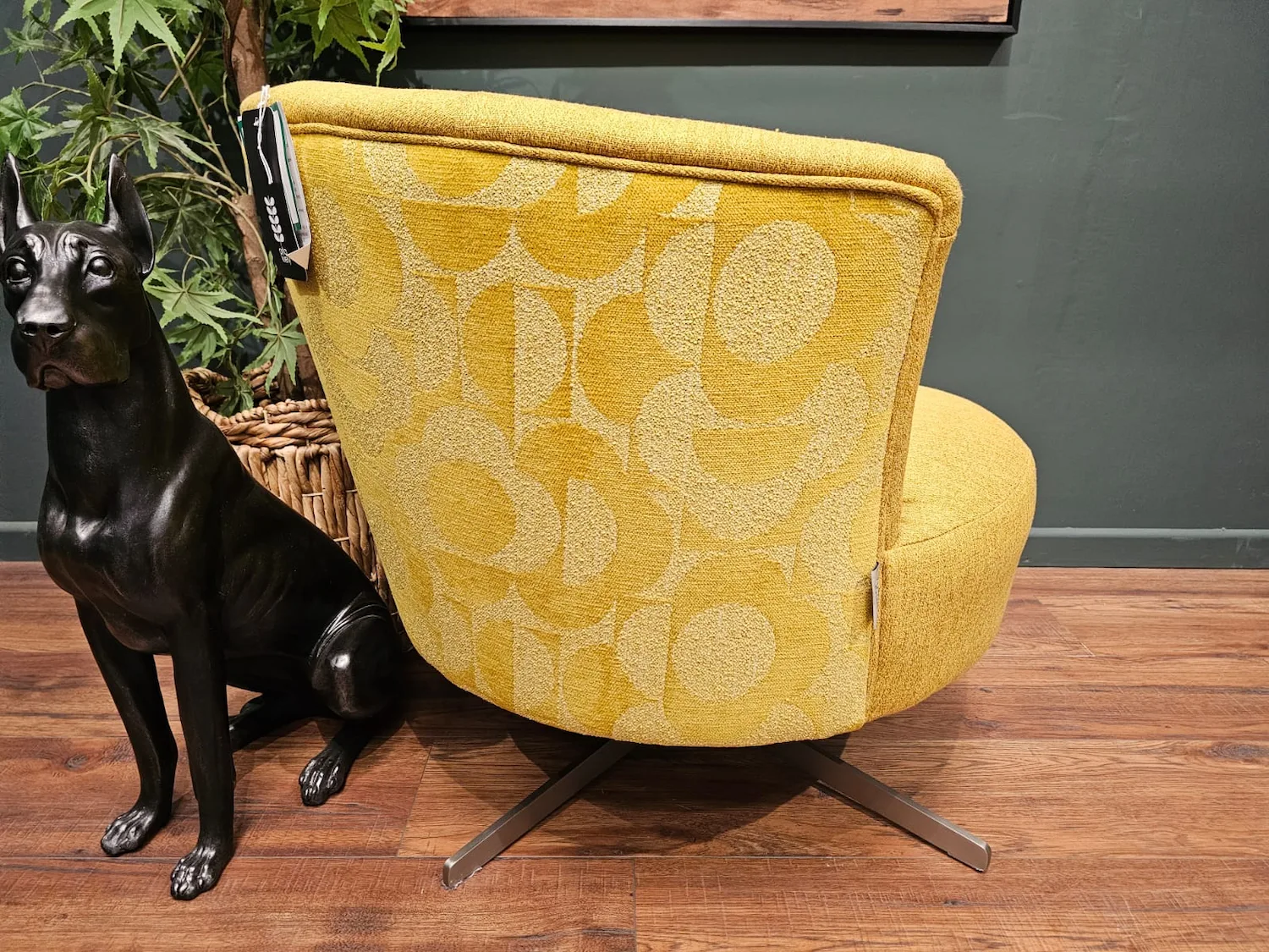 Orla Kiely lily swivel chair in yellow monogram 8