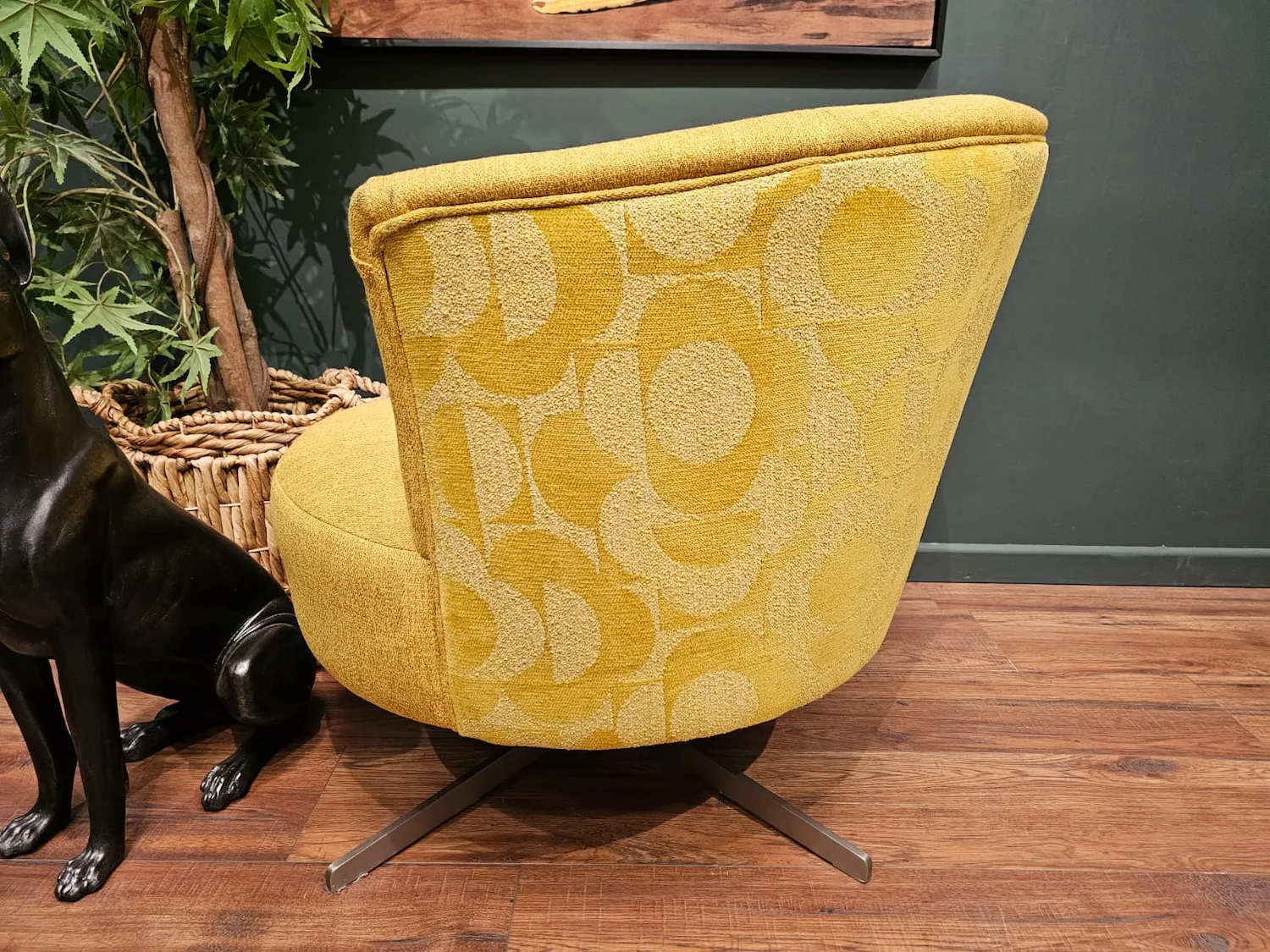 Orla Kiely lily swivel chair in yellow monogram 9