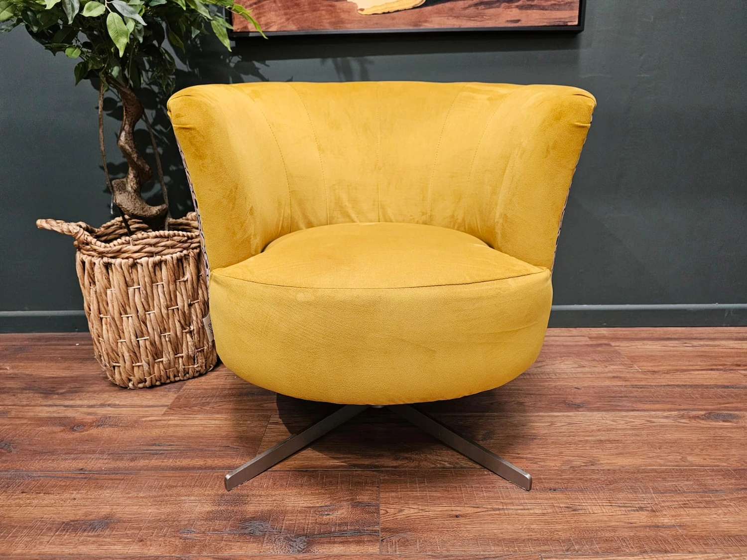 Orla Kiely lily swivel chair in yellowmini spot 2
