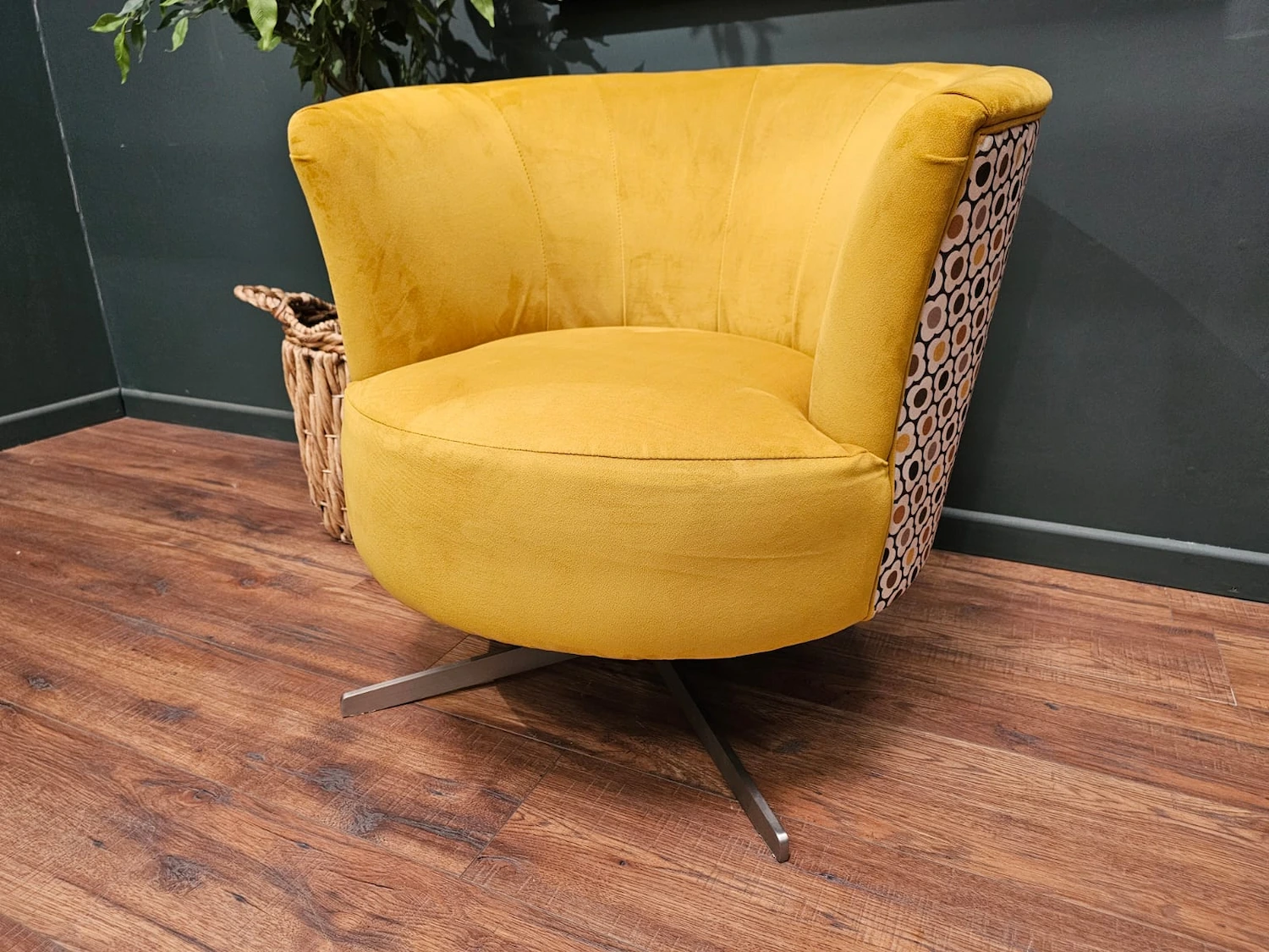 Orla Kiely lily swivel chair in yellowmini spot 3