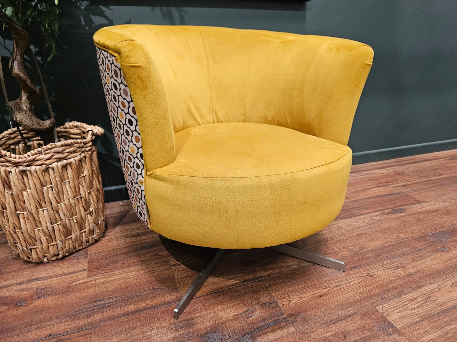 Orla Kiely lily swivel chair in yellowmini spot 4