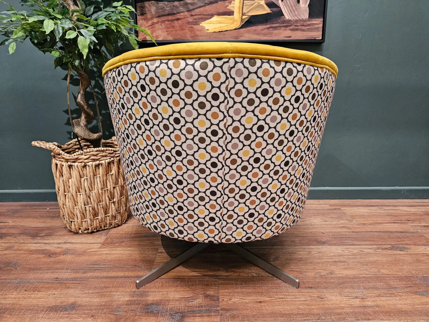 Orla Kiely lily swivel chair in yellowmini spot 9