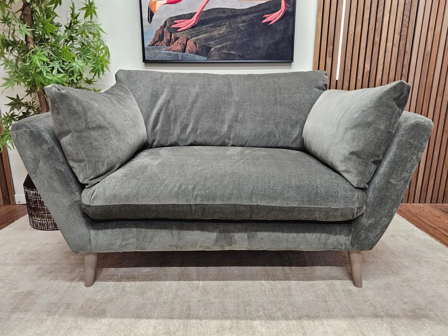 Elton Retro Modern Loveseat In Dusk Spruce