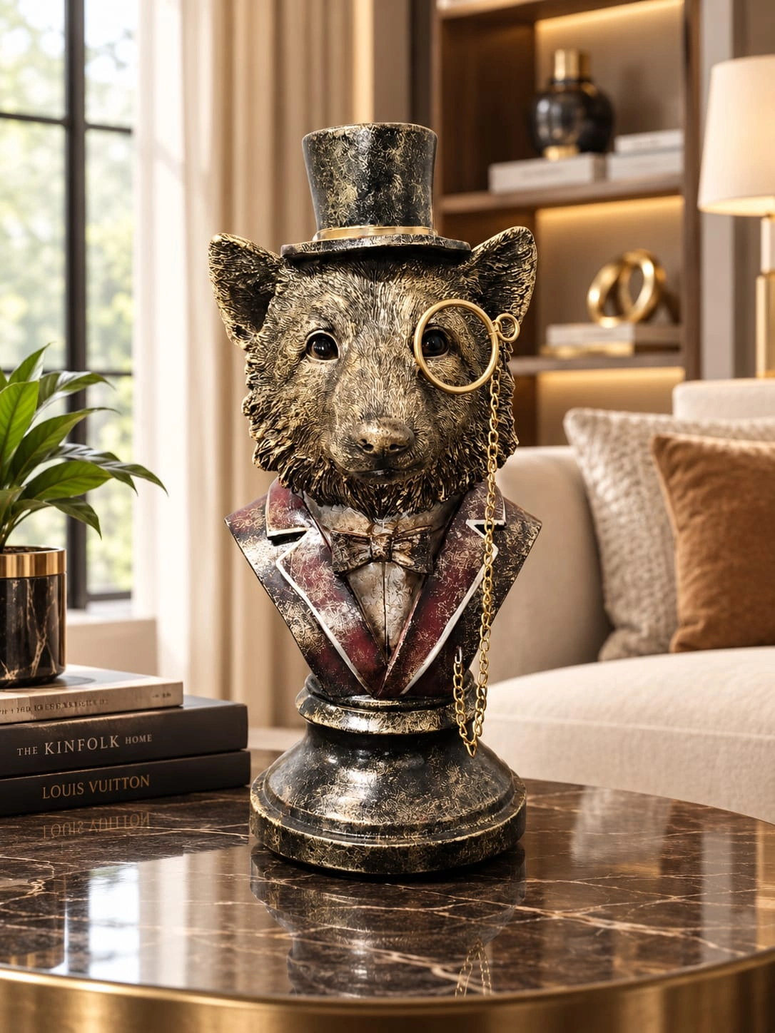Fox bust ornament in a suit