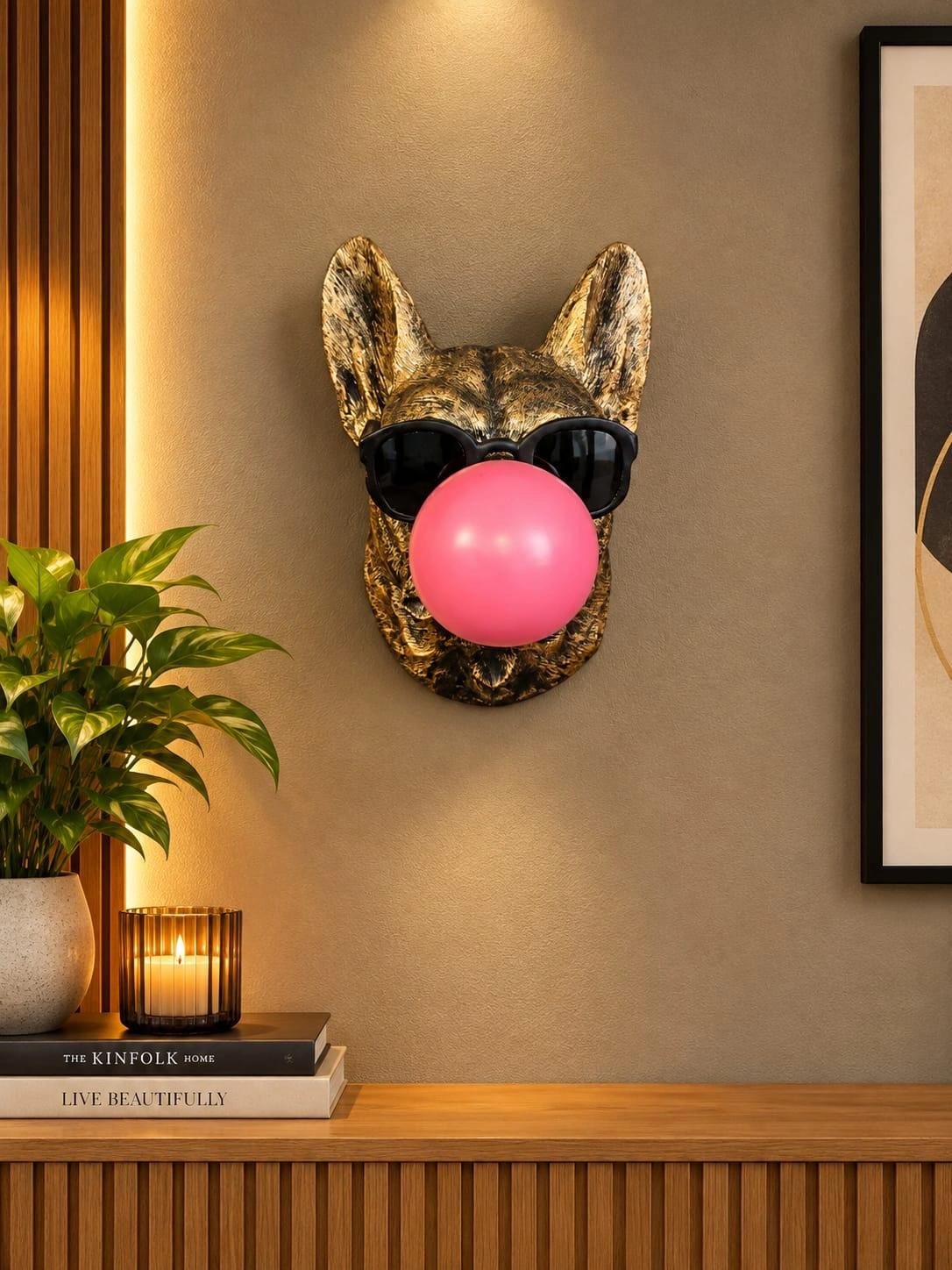 French Bulldog Blowing Bubblegum Wall Head