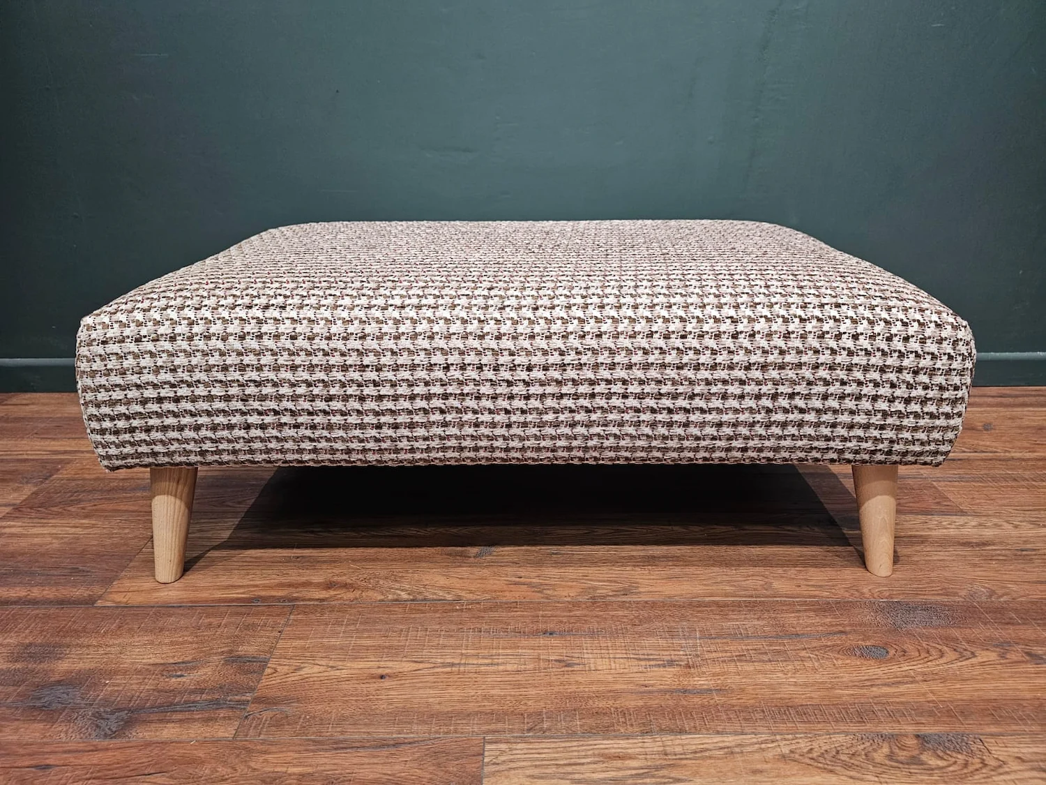 Hatton Bench Footstool In Brown Cross Weave