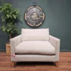 Izzy Loveseat In Taupe Brushed Linen cotton with oak legs