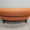 Lisbon Half Moon Footstool in Orange Weave Fabric