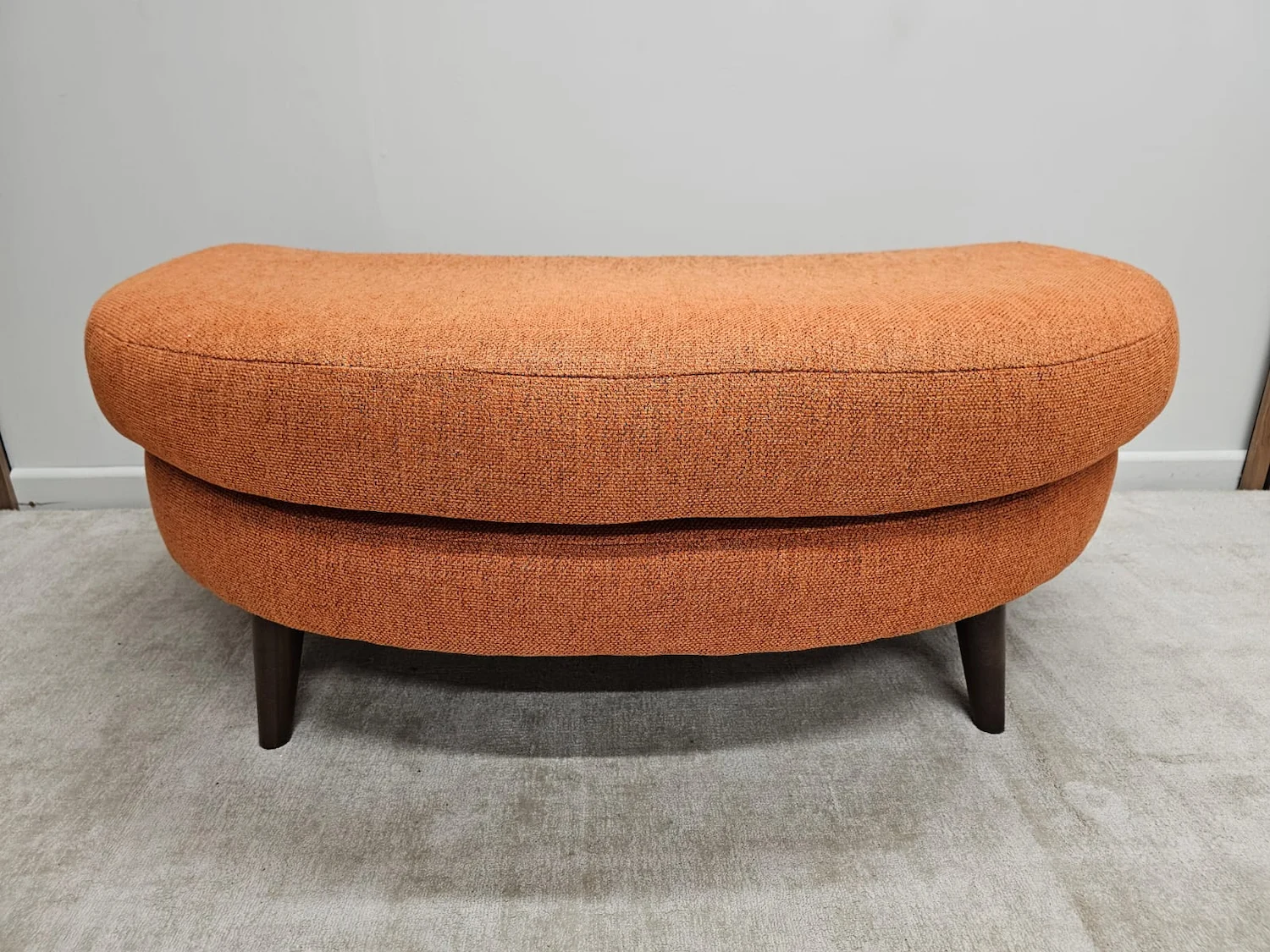 Lisbon Half Moon Footstool in Orange Weave Fabric