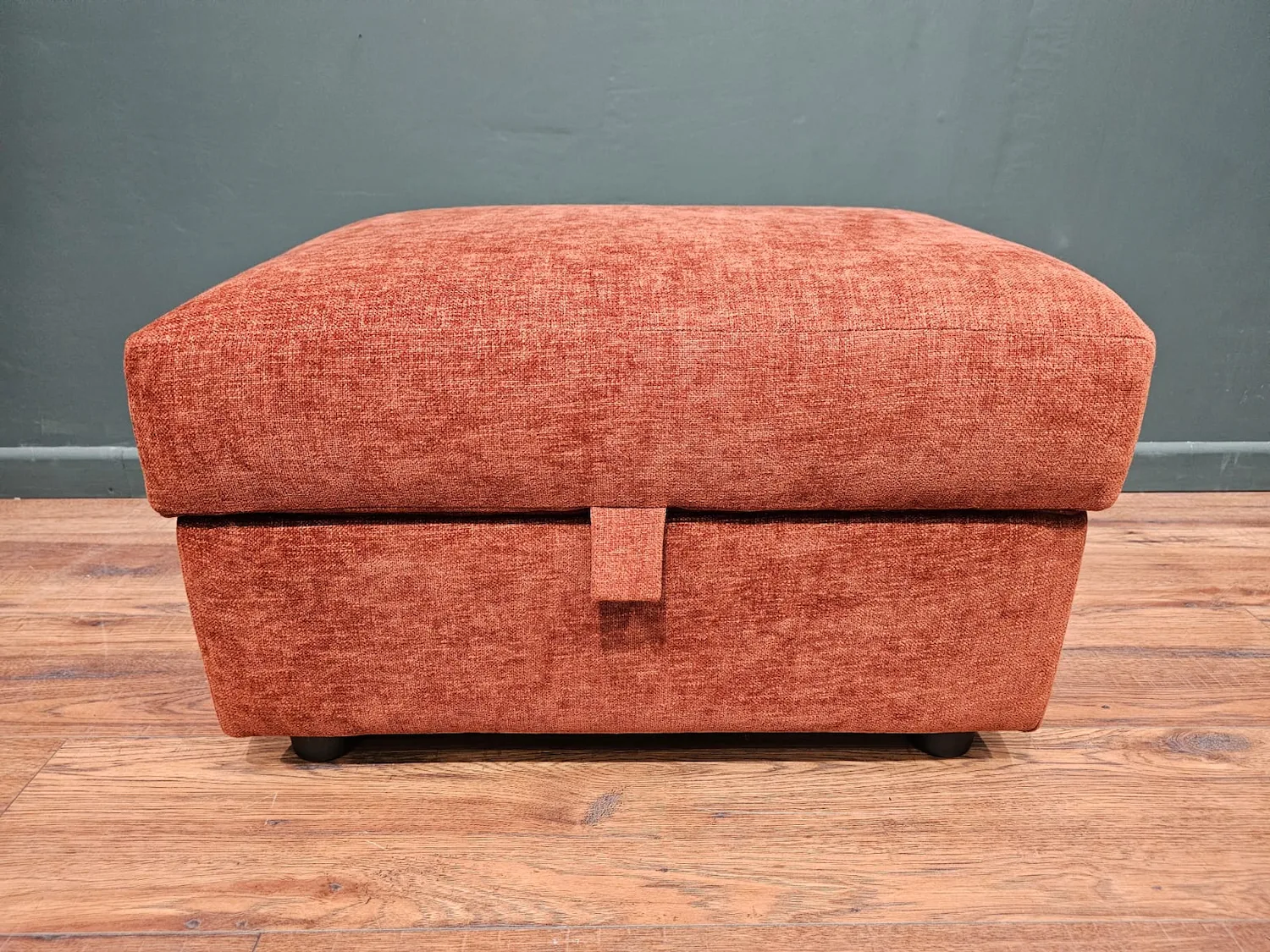 Sofology Halston storage footstool in rust fabric
