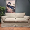 Traditional Modern skirted 3 seater sofa in sage fabric