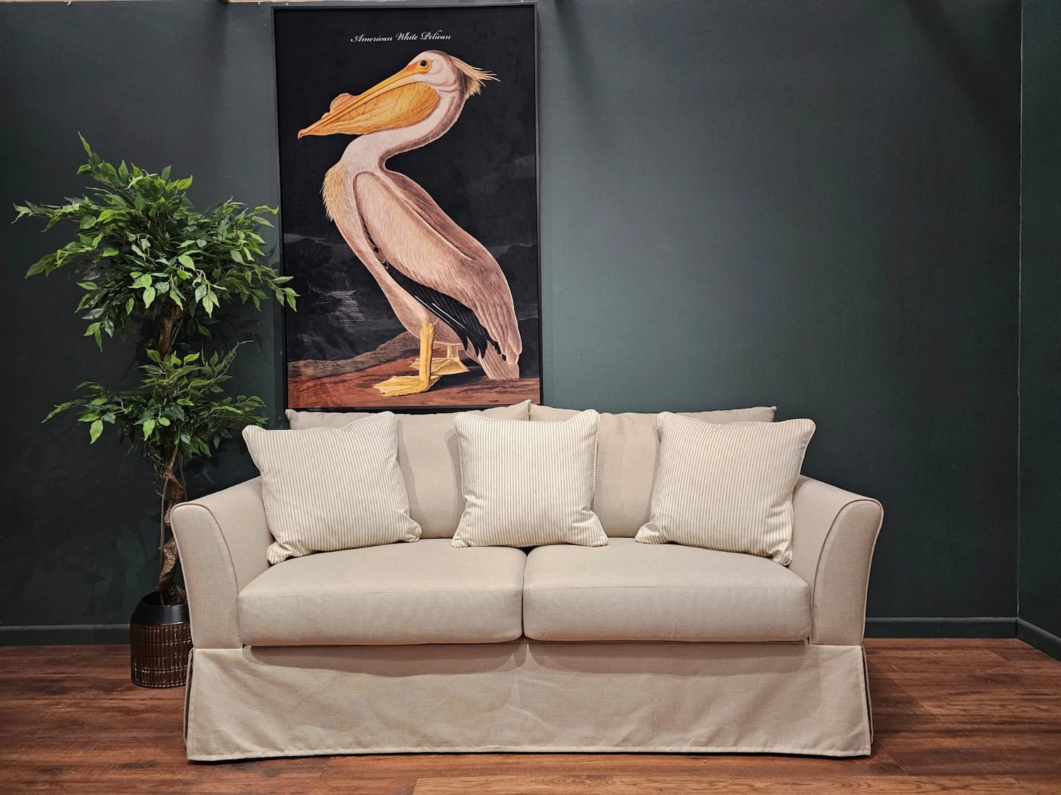 Traditional Modern skirted 2 seater sofa in cream