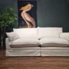 Traditional Modern skirted split 3 seater sofa in white