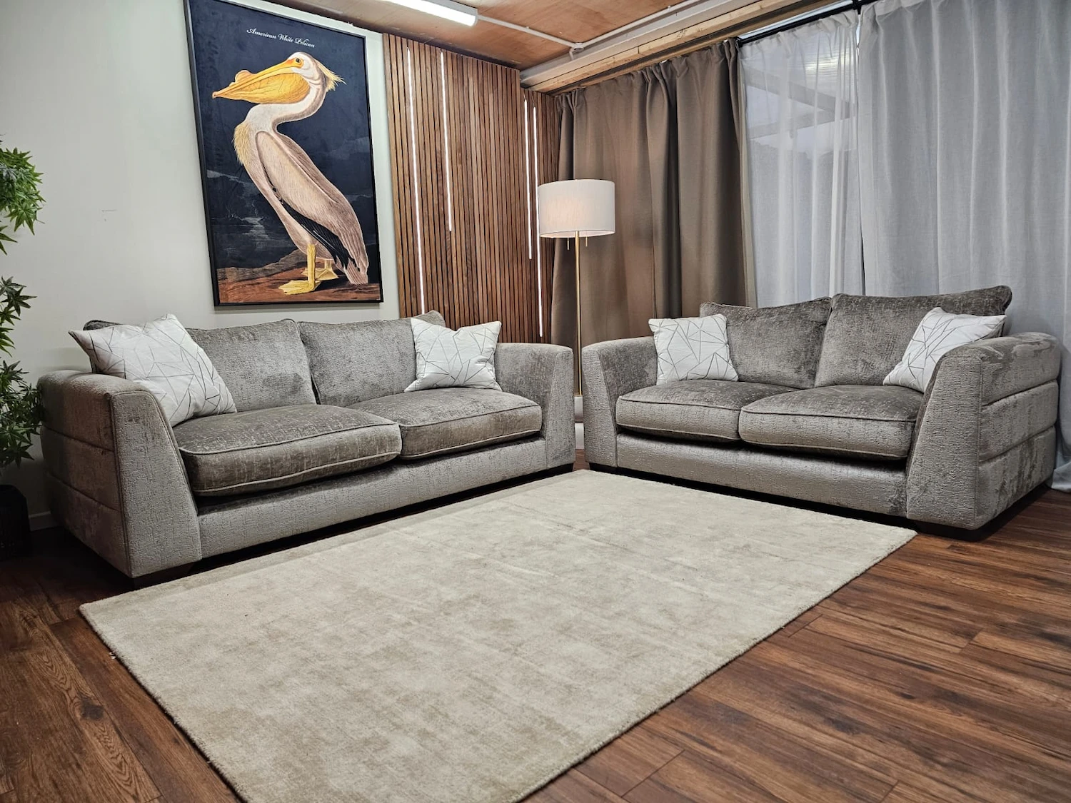 Valentino 3 Seater & 2.5 Seater sofa set In Grey Chenille
