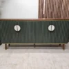 Clarke and Clarke Art Deco ribbed green and wooden large sideboard