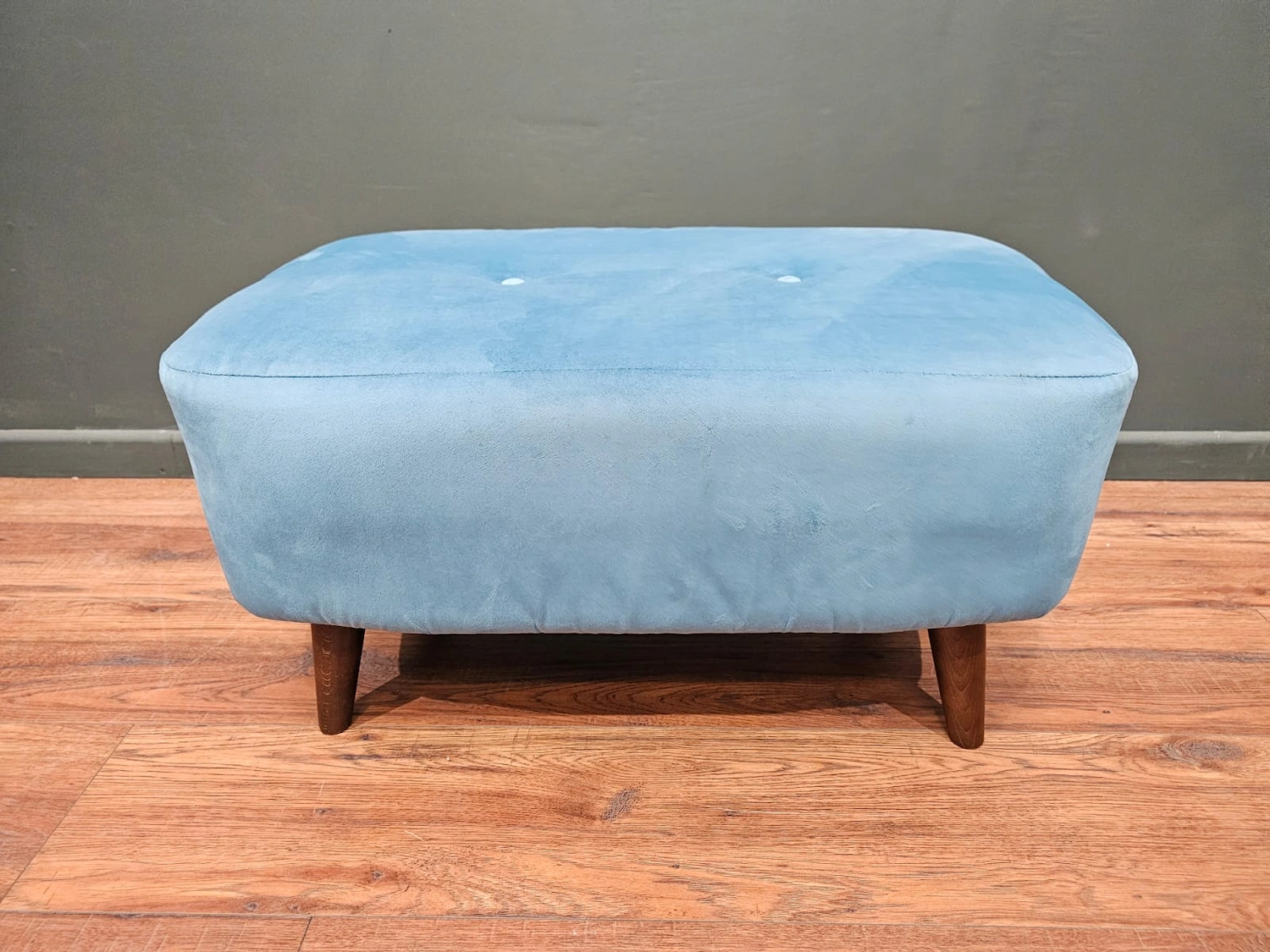 Lisbon Bench Footsool In Blue Velvet